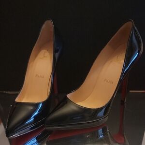 Christian Louboutin Black Patent Leather Pigalle Plato 120 Heel Sz36